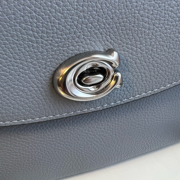 COACH Light Blue Pebbled Leather Crossbody with Chain Strap - Picture 5 of 7